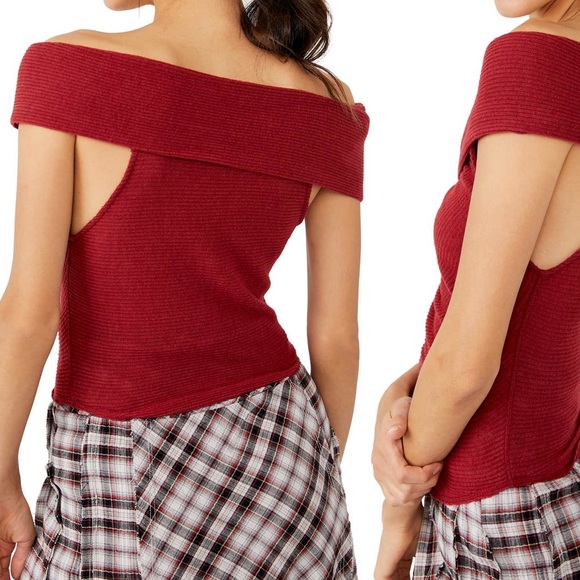 free people this cutie off the shoulder crop top - Picture 2 of 6